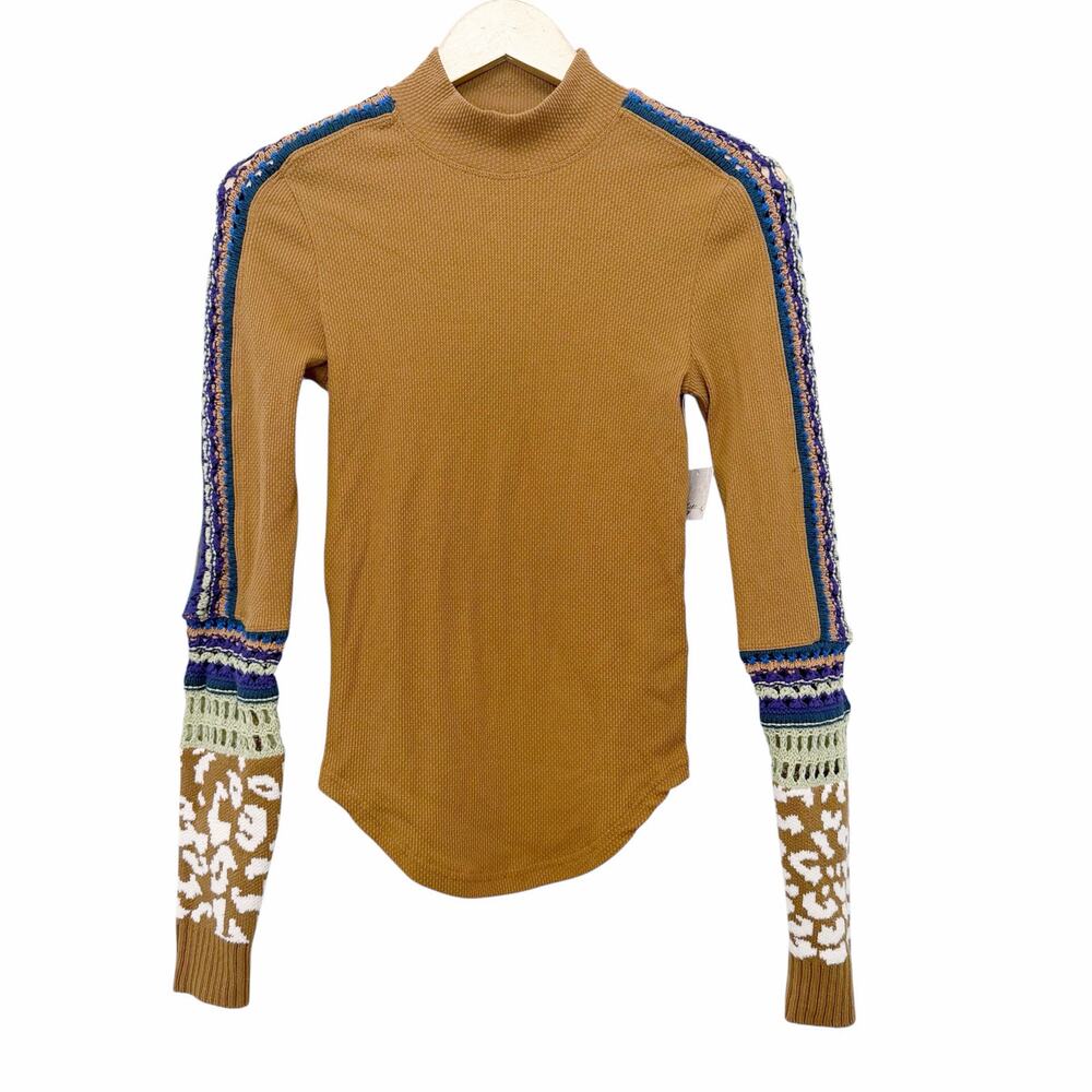 Free People Switch It Up Sienna Thermal Long Sleeve Shirt Sz S